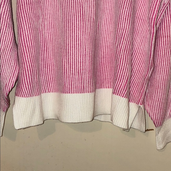 Chic Pink and White Striped Crew Neck Sweater - Picture 5 of 9